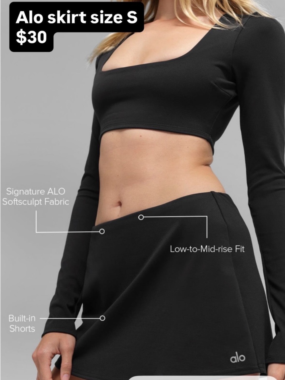 ALO Yoga Black Mini Skirt